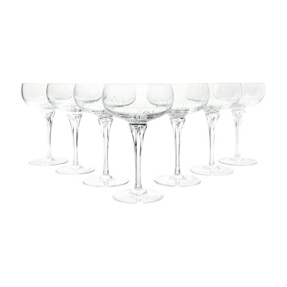 Gorham Other - Gorham “Jolie” Set of 7 Crystal Etched Coupe Champagne Glasses 5 7/8” 6oz